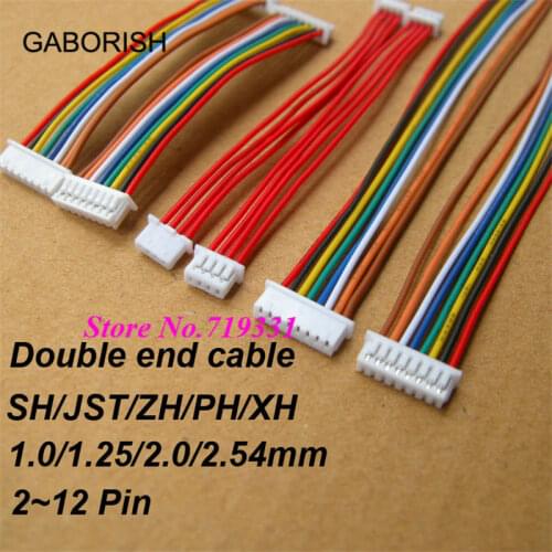 10pcs JST SH ZH XH PH 1.0mm 1.25mm 1.5mm 2.0mm 2.54mm 2.0 2/3/4/5/6/7/8/9/10/11/12-Pin Female & female Connector with cable