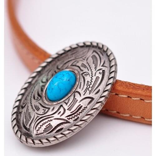 10X 35X25MM Western Antique Sliver Light Blue Turquoise Engraved Saddle Tack Belt Prairie Dust Oval Conchos