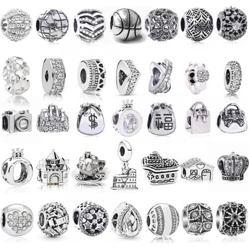 2Pcs/Lot Round Silver-plated Beads Blessing-plated,Making Mens Womens Bracelets Bangles Jewelry, DIY Brand Jewelry Gifts