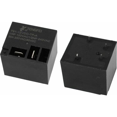 2Pcs T91 DC12V 30A 4 Terminal SPST NO General Purpose Miniature Power Coil Relay