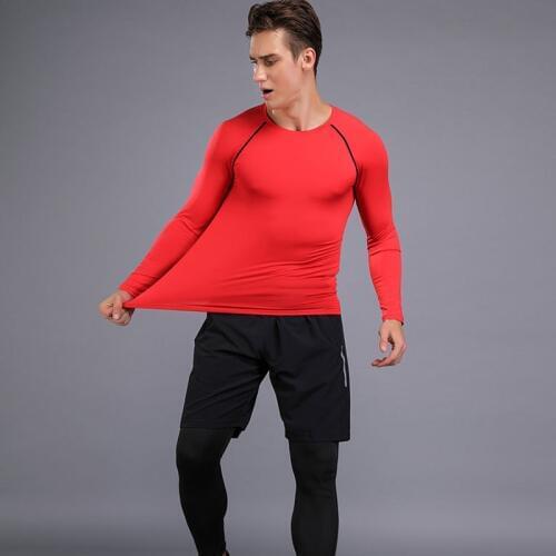 2018 T Shirts Men Outdoor Running Fitness Sport Shirts Men Long-sleeved Fitness Quick-drying Tight Compression Basketball Suit