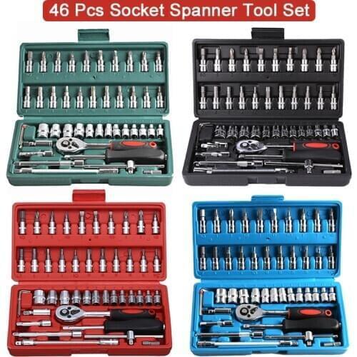 46pcs Socket Wrench Tools Key Hand Tool Set Spanner Wrench Socket Hand Tools Wrenches Garage Tools Car Universal Ratchet