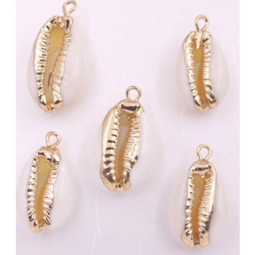 5 PCS Natural Beige Mother of Pearl Shell Pendant Charms 17-20mm Silver Gold Plating Choose