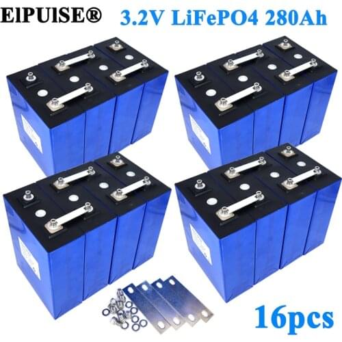 16PCS ElPUlSE 3.2V 280Ah lifepo4 DIY 4S 12V 24V 52V Rechargeable battery pack for Electric car RV Solar Energy storage system