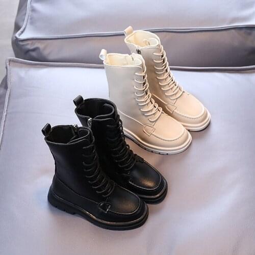 2021 Autumn Winter New Childrens Thick-Soled Leather new Boots Casual Boys Girls Boots Designer Fashion Lace-Up High Boots