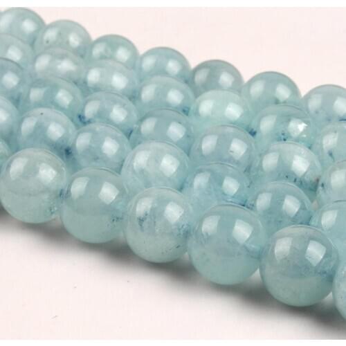 Natural Round Aquamarine Gemstone Loose Beads 7 10 mm For Necklace Bracelet DIY Jewelry Making 15inch Strand
