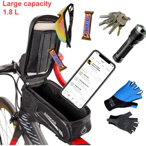 DAREVIE Bicycle Bags Raindproof Bicycles Front Frame Bag Top Tube Cycling Bag Compatible with 6.5in Phone Touchscreen Bike Bags