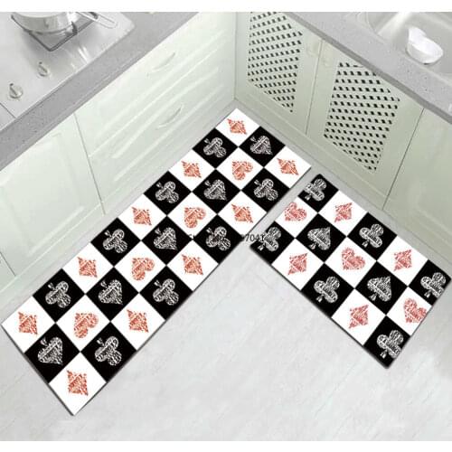 Long Kitchen Floor Mat Black White Bathroom Entrance Door Mat Bedroom Living Room Bedside Area Rugs Carpet