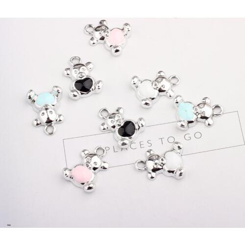 New Hot 10Pcs/Lot Zinc Alloy Love Bear Enamel Charms DIY Handmade Jewelry Making Pendant fit Hair Necklace Accessories