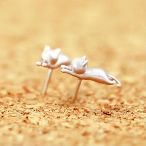 Everoyal Trendy Silver Plated Animal Stud Earrings For Girls Accessories Fashion Silver Plated Earrings Female Jewelry Cat Bijou