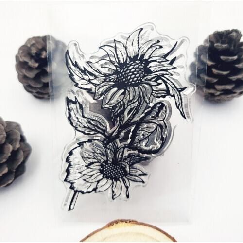 Hot sale 6*9cm sunflower Transparent Clear Stamps / Silicone Seals Roller Stamp for DIY scrapbooking photo album/Card Making