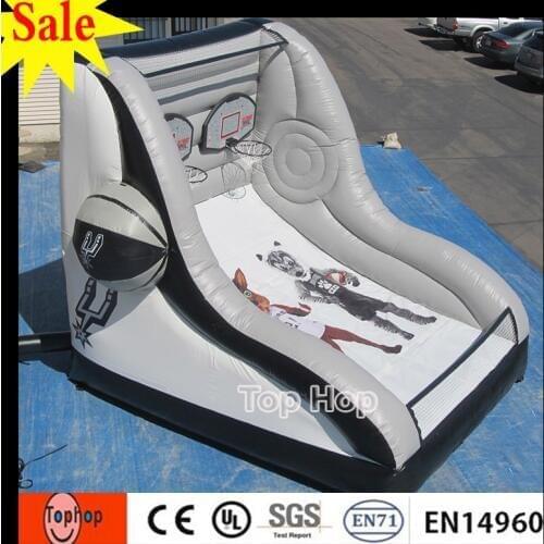 Hot products 2017 custom outdoor basketball court giant inflatable basketball hoop 4x4m 0.55mm pvc tarpaulin