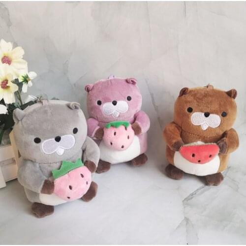 Auspicious Hamster hugging strawberry cute keychain bag baby bed pendant stuffed soft Soothing toy 13cm wedding christmase gift