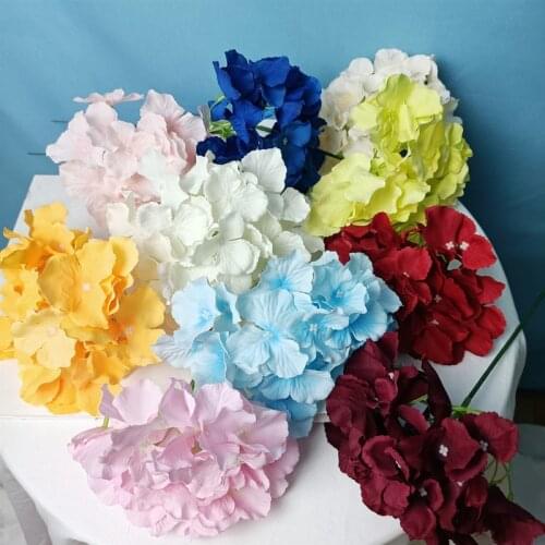 Artificial Bigger Silk Hydrangea Flower Heads with Stem Fake Hydrangea Flowers for Wedding Home Decor