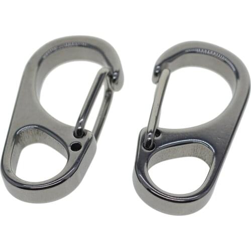 Small mini Super strong fine Ti solid stainless steel spring snap hook quick release carabiner paracord clasp paracord EDC