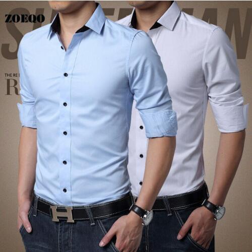 ZOEQO free shipping M-xxxl brand men spring long sleeve fashion soild casual shirt camisa masculina 610