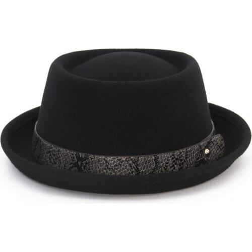 2021 Men Fedora Hats Fashion 100% Pure Wool Mens Hat Texture Belt PORK PIE Hat Classic Church Cap Autumn