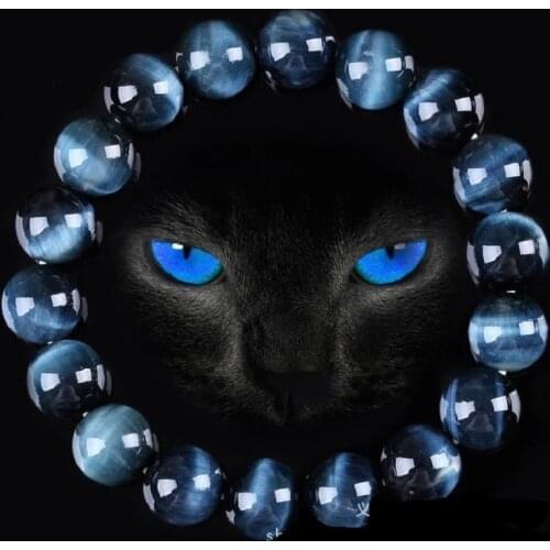Natural Stone Blue Tiger Eye Buddha Bracelets High Quality Round Beads Elasticity Rope Bracelet Handmade Jewelry for Men Women