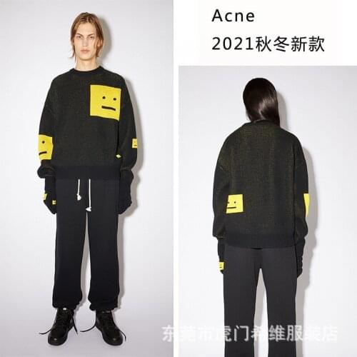 2021 Nordic minority design early autumn new AC smiling face round neck Pullover Sweater loose knit sweater for men and women