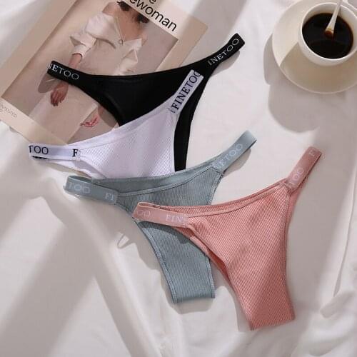 New Personality Sports All-match Womens Cotton Thong High Waist High Slit Cotton Underwear Threaded Cotton Letter Belt Briefs