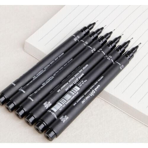 6pcs/lot Pin Drawing Pen Fineliner Ultra Fine Line Art Marker Black Ink 005 01 02 03 05 08 Micron Drawing Pen Office School Set
