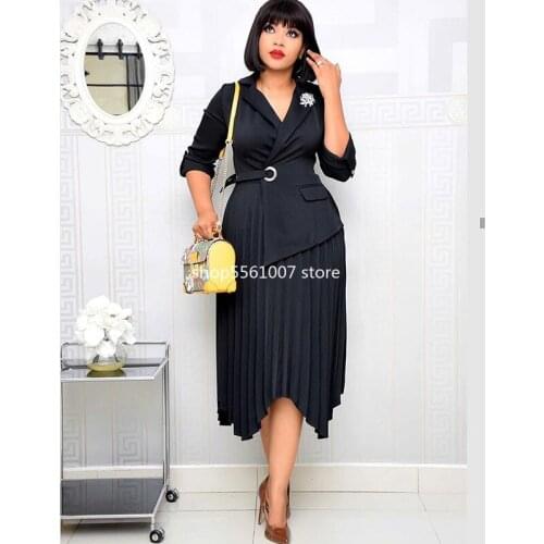 Pleated Ankara African Dresses for Women Clothes Plus Size Dashiki Robe Africaine Vetement Femme 2020 Maxi Dress Africa Clothing