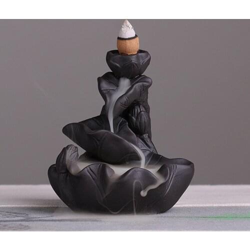 Lotus Leaf Burner Ceramic Backflow Incense Burner Creative Home Decor Calabash Incense Holder Censer