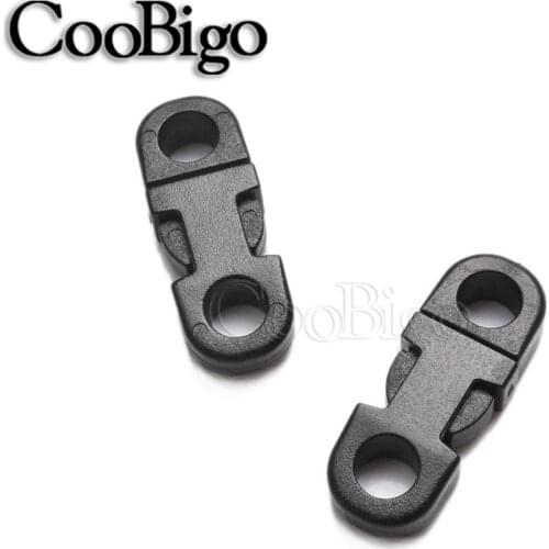 20pcs 2 Hole 5mm Side Release Buckle Plastic Black Safety Clasp Straight For Necklace Paracord Bracelet Elastic Rope Accessories
