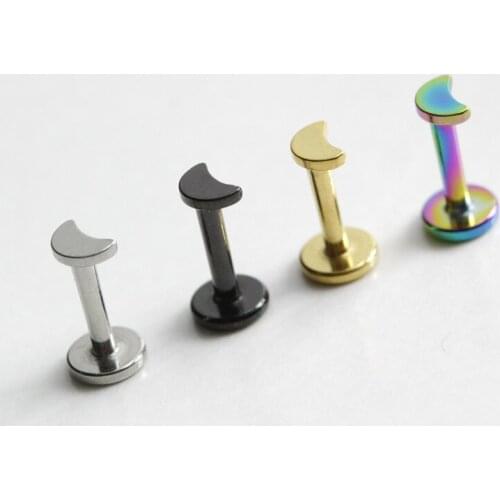 2Pc Newest Surgical Steel Moon Spider Helix Piercing Oreja Tragus Piercing Labret Lip Ring Earrings Studs Nose Ring Piercing