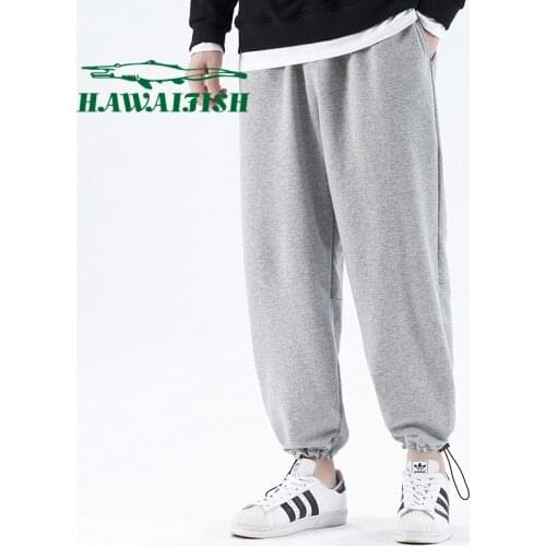 2021 spring new sports trousers mens thin cotton casual trousers mens loose solid color drawstring trousers