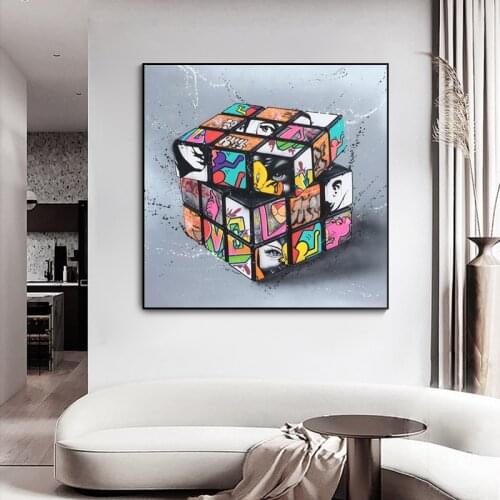 Magic Blocks Graffiti Art Canvas Painting on The Wall Posters and Prints Street Wall Art Picture for Living Room Cuadros Decor