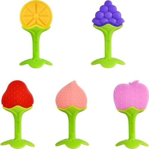 High Quality Food Grade Silicone Baby Teether Infant Kids Chew Toys Newborn Baby Tooth Training Safety Silicone Fruit Teethers