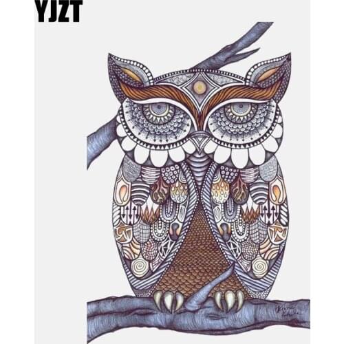 YJZT 10.9CM*15.7CM Tribal Vintage Pattern Owl PVC Window Decoration Car Sticker 11-01434