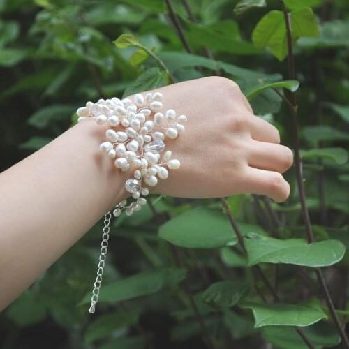 ZMD04 Handmade Jewelry Small Pearls Bracelet for Women Bride Wedding Bracelets Wedding Pearl Wrist Flower