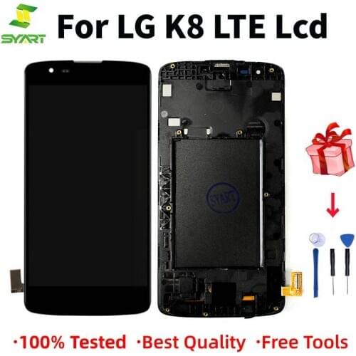 For LG K8 LTE K350 K350N K350E K350DS LCD Display +Touch Screen Digitizer Assembly replacement full parts With frame +Tools