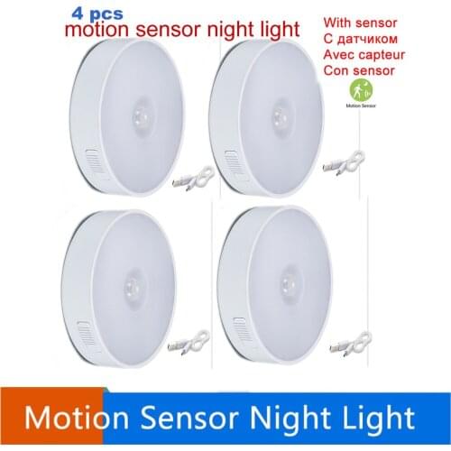 2-6pcs indoor PIR Motion Sensor Emergency Security For Yard Garden Street usb charged led cabinet lamp night light warm white c