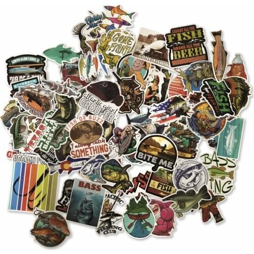 65PCS Funny Fisherman Go Fishing stickers For laptop suitcase Freezer Vinyl Car-styling DIY decoration Decals Car Sticker