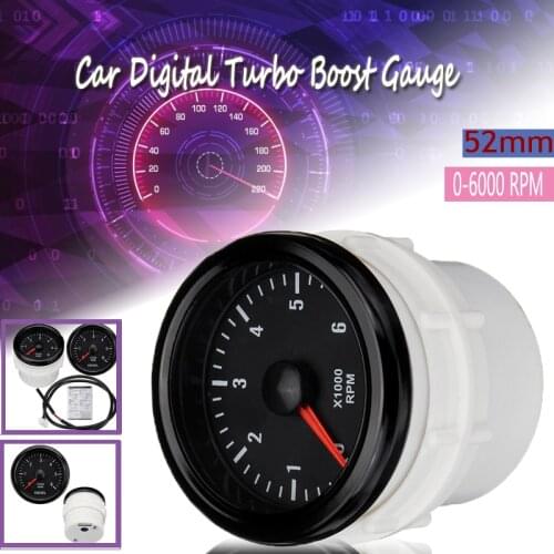 Car Digital Turbo Boost Gauge Universal 0-6000 RPM DC 12V Water Temp Oil Temp Oil Pressure Gauge Voltmeter Tachometer Rpm Gauge