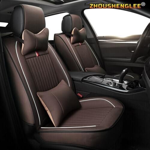 ZHOUSHENGLEE flax car seat covers For audi a6 4f a4 a3 a5 q3 q5 q2 lada xray mitsubishi pajero skoda octavia nissan leaf seat co