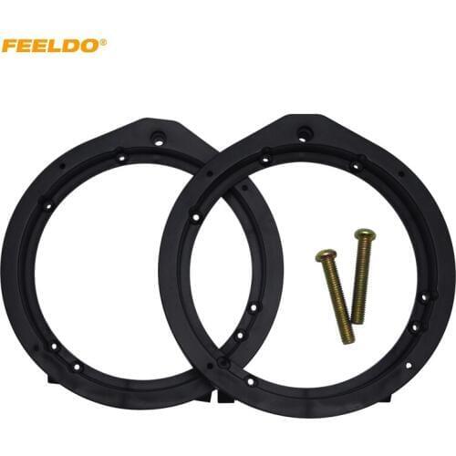 FEELDO 1pair 6.5" Black Car Modified Speaker Spacer for Honda Accord Civic Fit Jazz Audio Solid Speaker Spacer Mount Pad #5608
