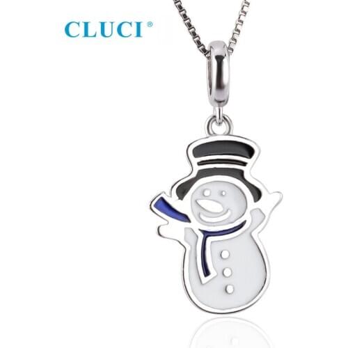 CLUCI Real Silver 925 New Christmas Snowman Pendant For Necklace Bracelet For Women Girls Kids Only Pendant DP038SB