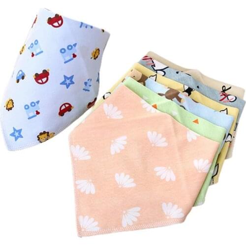 Colorful Childrens Soft Triangle Scarf Comfortable Cotton Mouth Towel Cartoon Printed Bib Scarf For Baby Kids Care Random Color