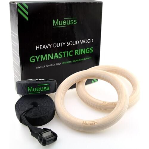 Wood Gymnastic Rings Workout For Home Gym & Cross Fitness Great for Your Muscle Ups Pull Ups & Strength Training