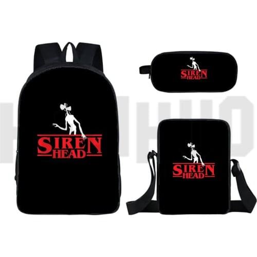 Anime 3D Siren Head Rucksack Travel Knapsack Unisex Laptop Bag School Girl Backpack 3Pcs Set 16 Inch Pencil Case Shoulder Bag