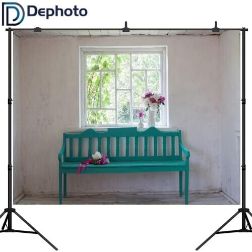 Dephoto Spring Window Bench Flowers Indoor Scene Photo Background Wedding Customized Photographic Backdrops For Photo Studio