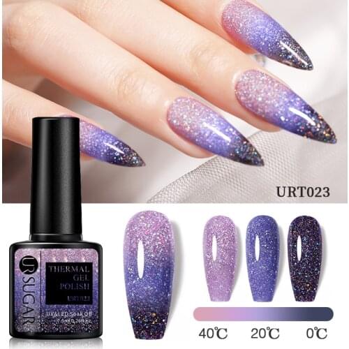 UR SUGAR 7.5ml Thermal Gel Polish 3 Colors Temperature Color Changing Glitter UV Gel Varnish Soak Off UV LED Gel Lacquers