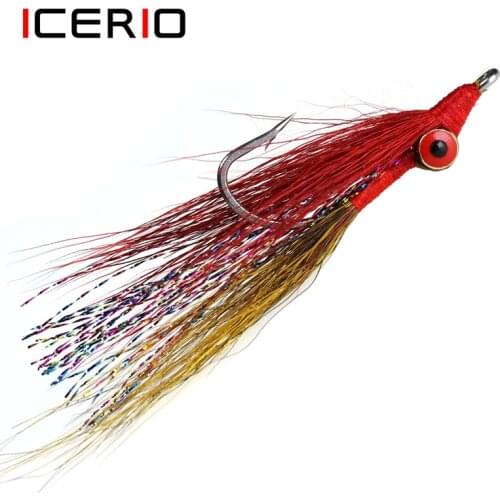 ICERIO 3PCS Stainless Steel Hook Clouser Minnow Streamers Artificial Flies Bass Saltwater Fishing Fly Lure Bait