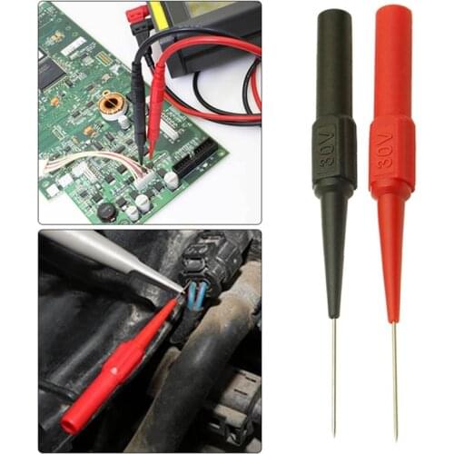 Insulation Piercing Needle Non-destructive Multimeter Test Probes Red/Black 30V-60V 0.7/1mm Mayitr For Banana Plug