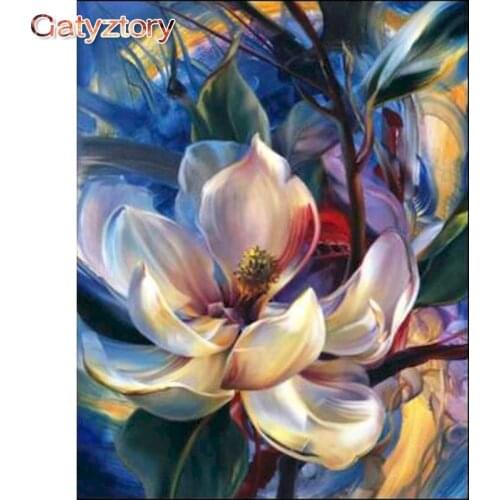GATYZTORY 60x75cm Frame Colorful Lotus painting by numbers modern home wall art acrylic canvas painting handpainted unique gift