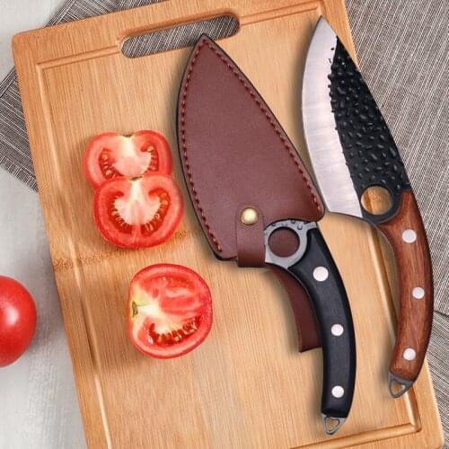 Kitchen Knife Forged Stainless Steel Butcher Knife Serbian Style Cleaver Knife for Meat Bone Fish Fruit Vegetables Chef Knife